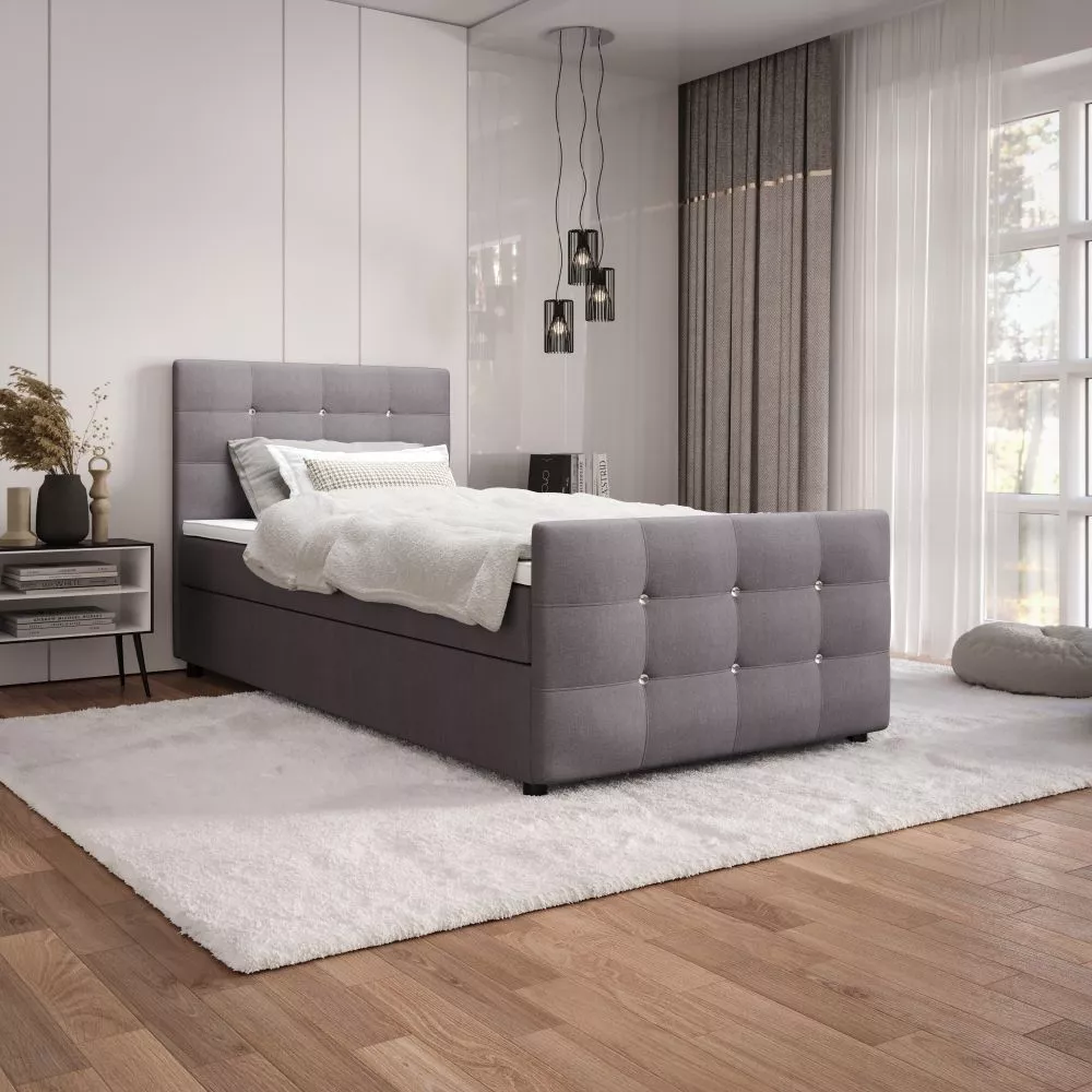 Gulta Kleo P Boxspring Standard Guļamvietas platums: 90 cm, Guļamvietas garums: 200 cm, · Pelēks · 90 × 218 × 105 cm