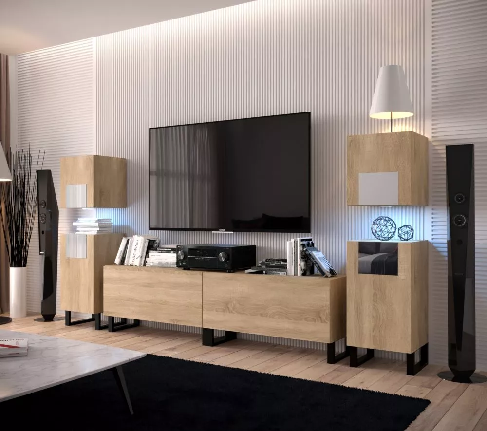 Sekcija New Concept C90 ar LED · Sonoma · 260 × 35 × 133 cm
