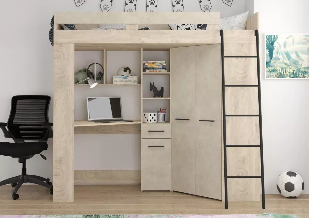 Divstāvu gulta Floor P ar stelāžu Guļamvietas platums: 80 cm, Guļamvietas garums: 200 cm, · 120 × 204 × 188 cm