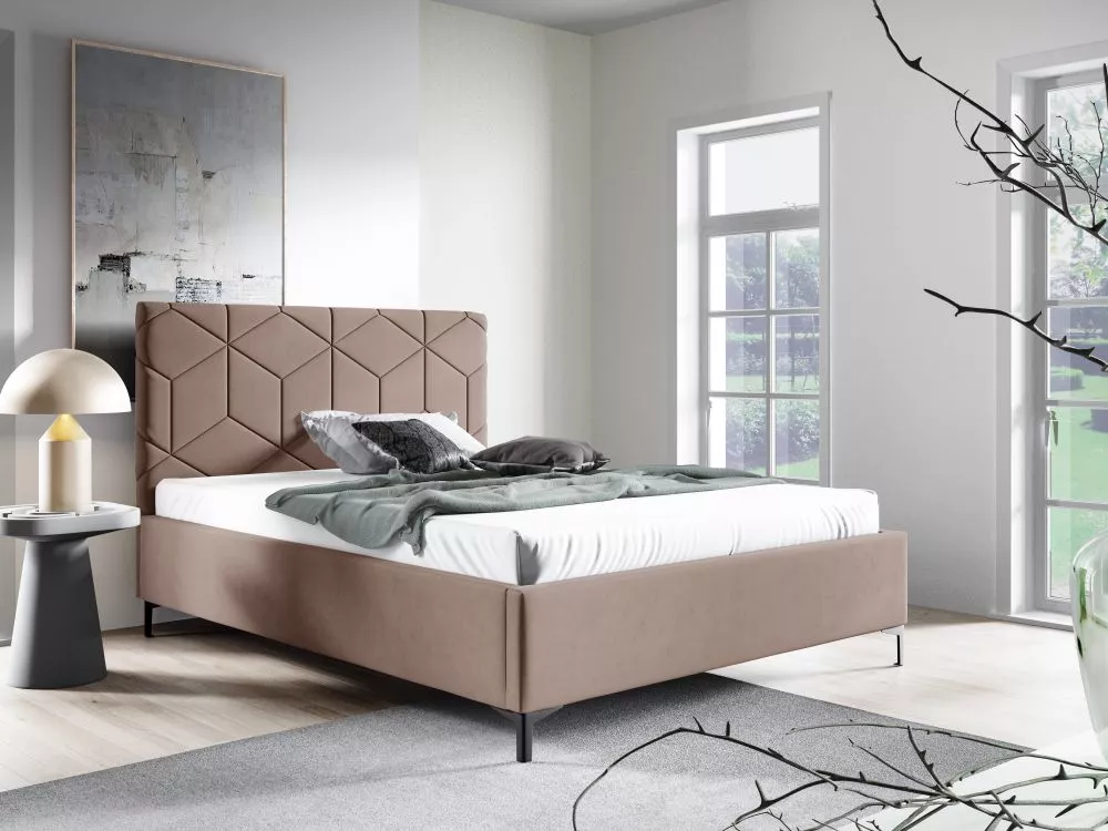 Gulta PK35 ar stelāžu Guļamvietas platums: 140 cm, Guļamvietas garums: 200 cm, stelāžas tips: metāla, · Brūns · 148 × 22