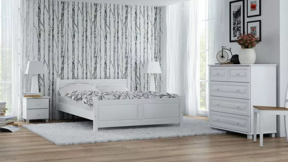 Gulta Lena ar stelāžu Guļamvietas platums: 180 cm, Guļamvietas garums: 200 cm, · Balts · 188 × 211 × 76 cm