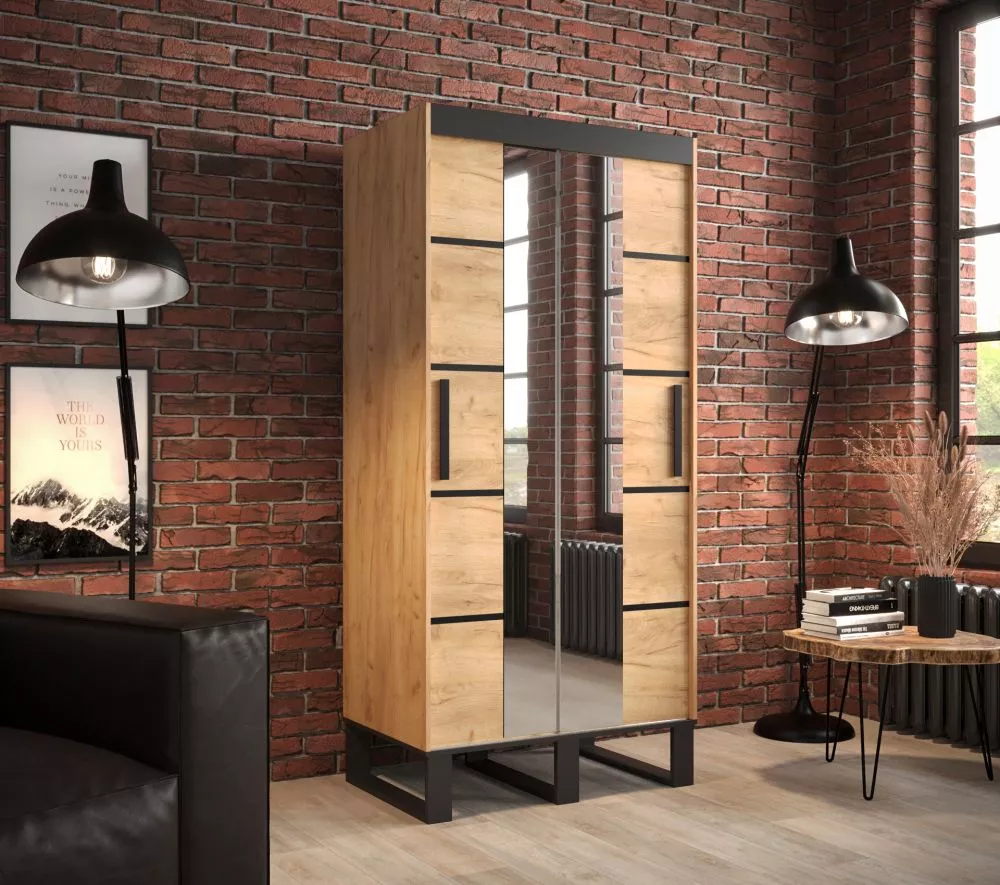 Skapis Loft V4 · Ozols craft zelts · 100 × 62 × 212 cm
