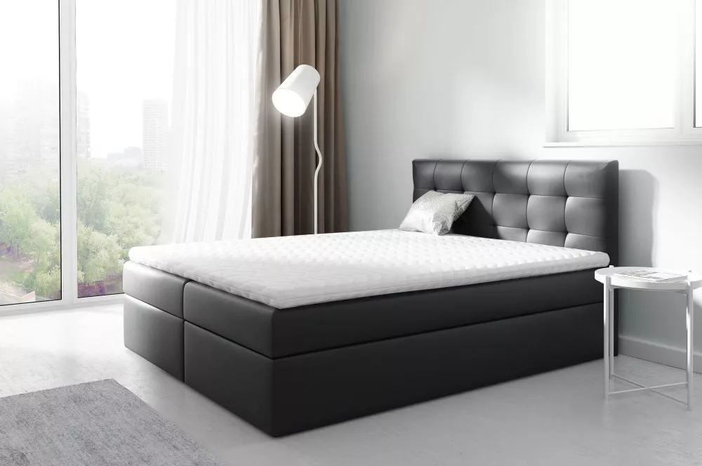 Gulta Top2 Boxspring Standard Guļamvietas platums: 160 cm, Guļamvietas garums: 200 cm, · Melns · 164 × 208 × 103 cm