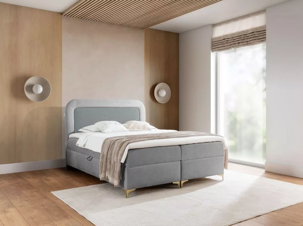 Gulta Esito Boxspring Standard Guļamvietas platums: 120 cm, Guļamvietas garums: 200 cm, · Tumši pelēks + pelēks · 124 × 
