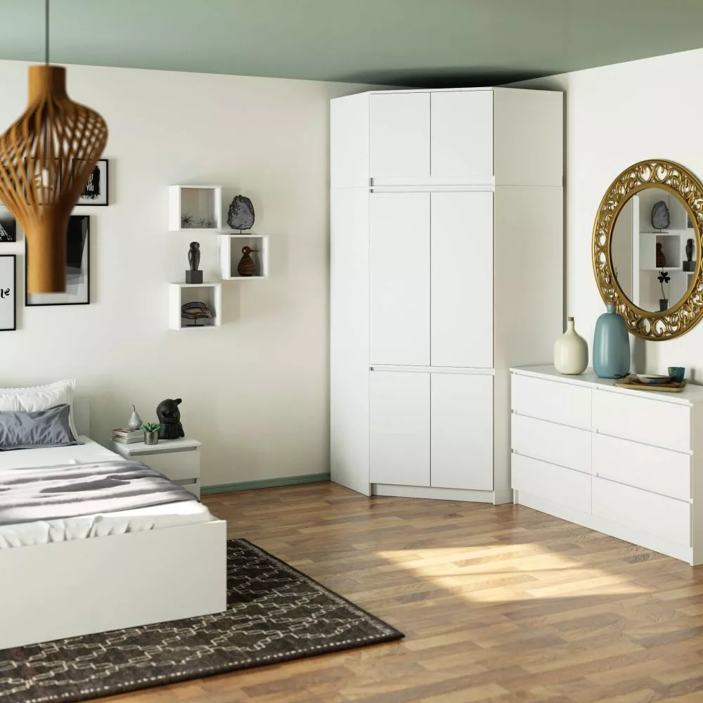 Skapis S100 N Corner · Balts · 100 × 100 × 235 cm