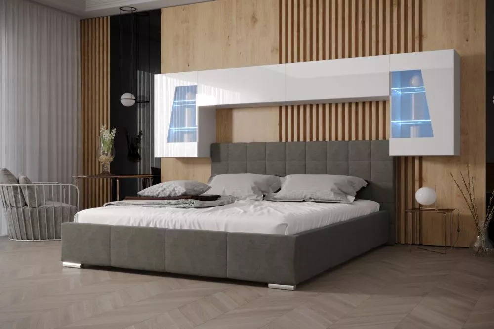 Sekcija Panama 10 Gloss ar LED · Balts · 306 × 35 × 91 cm