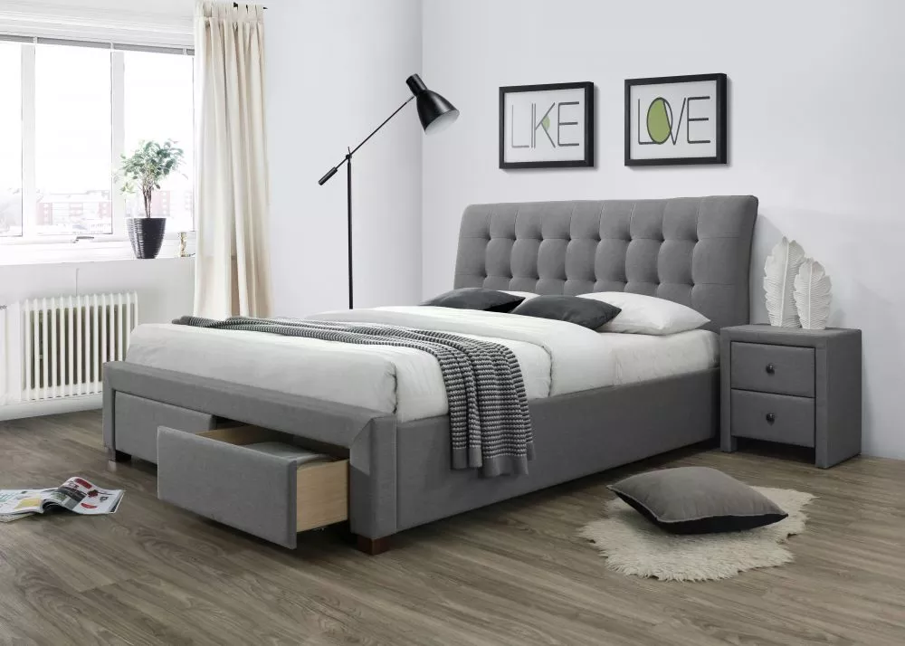 Gulta Percy 160x200 ar stelāžu Guļamvietas platums: 160 cm, Guļamvietas garums: 200 cm, · Pelēks · 173 × 220 × 109 cm