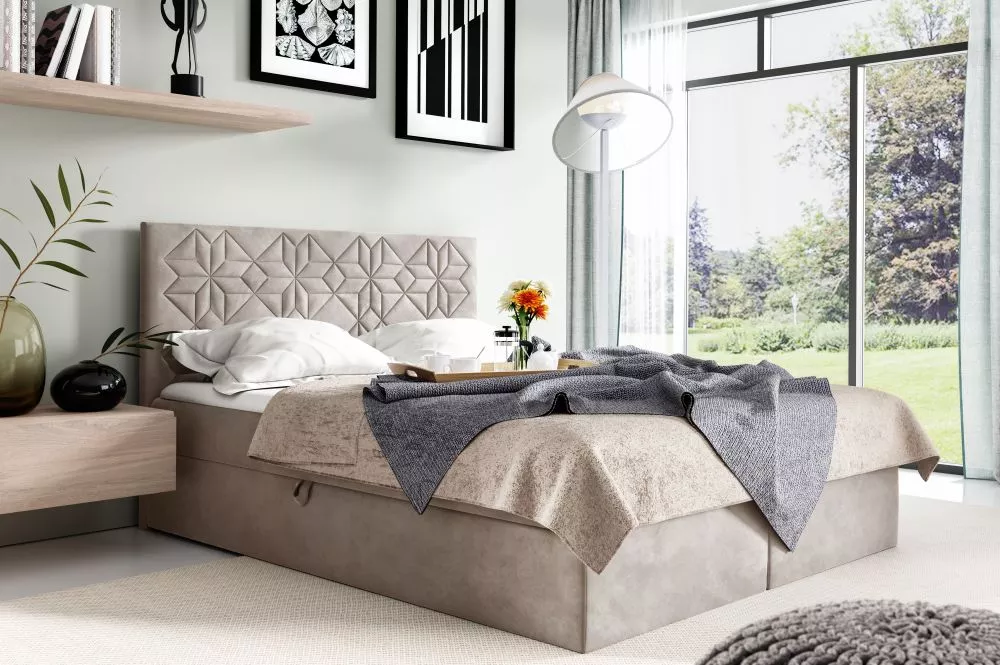 Gulta Box 1 Comfort Boxspring Standard Guļamvietas platums: 160 cm, Guļamvietas garums: 200 cm, · Bēši pelēks · 164 × 20