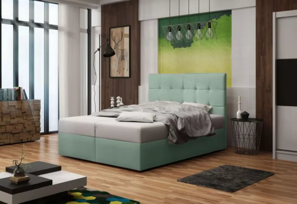 Gulta Duo 2 Boxspring Standard Guļamvietas platums: 160 cm, Guļamvietas garums: 200 cm, · Piparmētru · 165 × 208 × 106 c