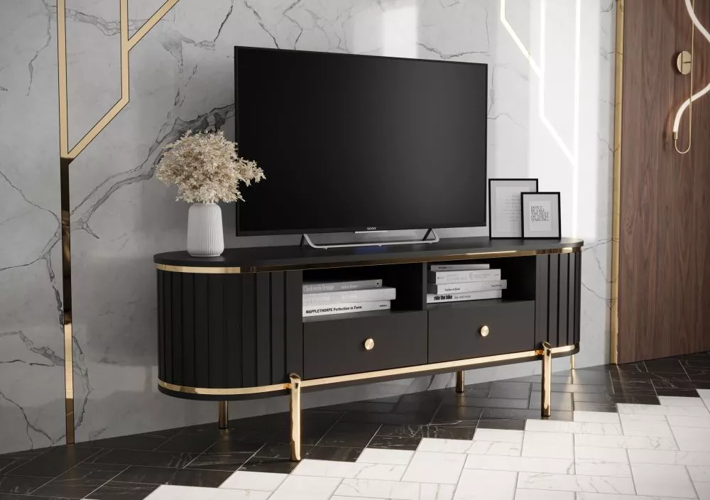 TV tumba New York RTV · Melns · 151 × 40 × 50.5 cm