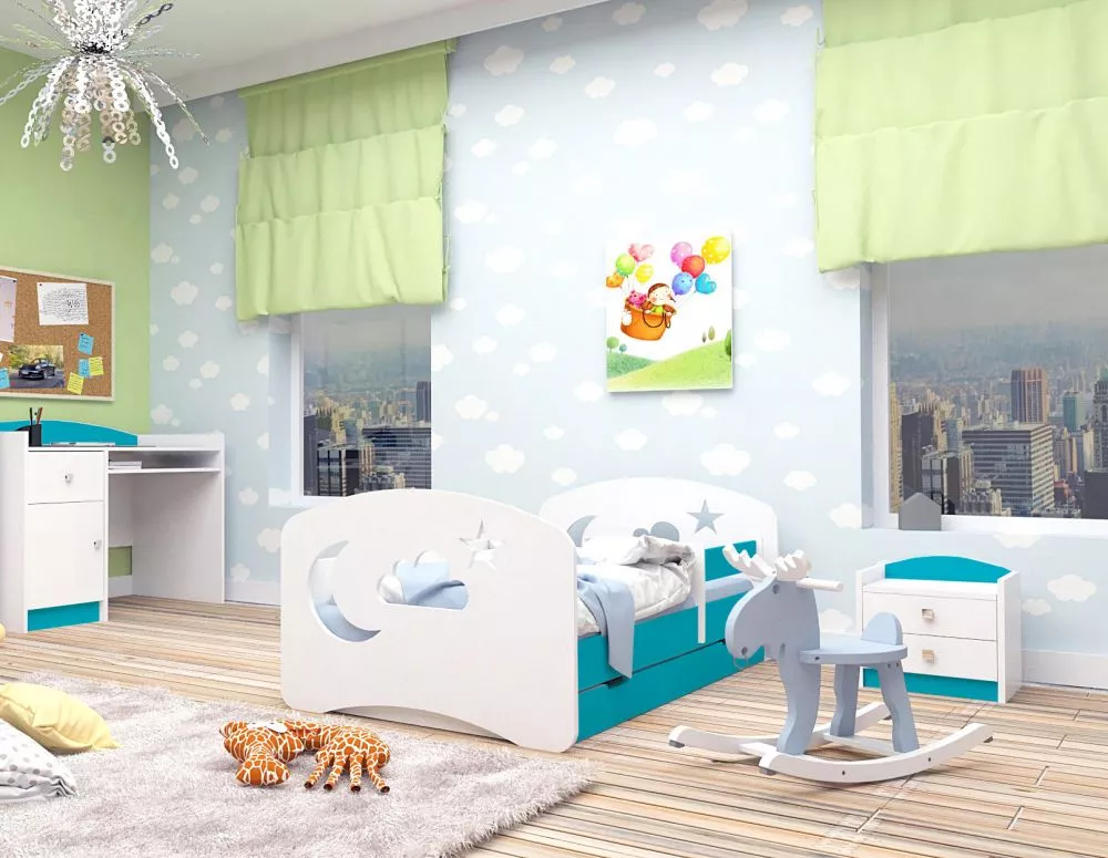 Bērnu gulta Happy Design Chmurka L06 180x90 ar stelāžu Guļamvietas platums: 90 cm, Guļamvietas garums: 180 cm, · 102 × 1