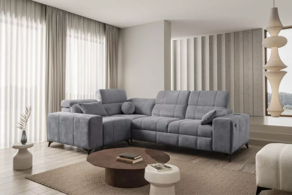 Dīvāns Dafne 2 Spring Standard · Tumši pelēks · 205 × 276 × 77 cm