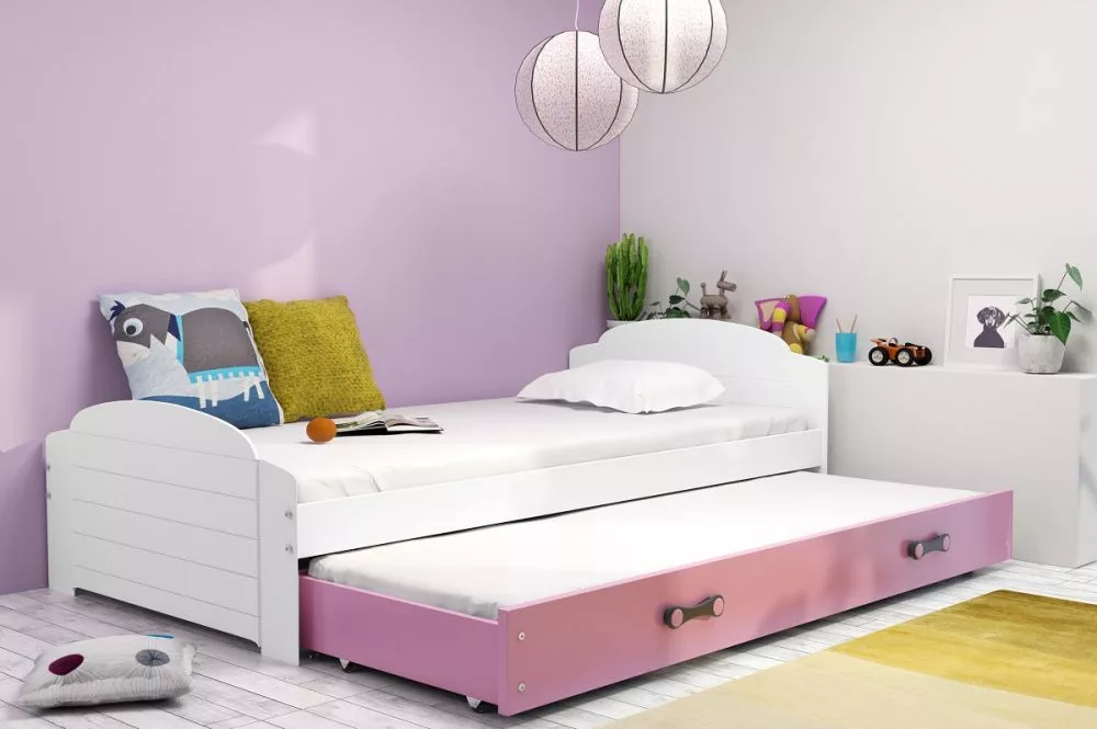 Bērnu gulta Lili Trundle White ar stelāžu Guļamvietas platums: 90 cm, Guļamvietas garums: 200 cm, · 97 × 206 × 61 cm