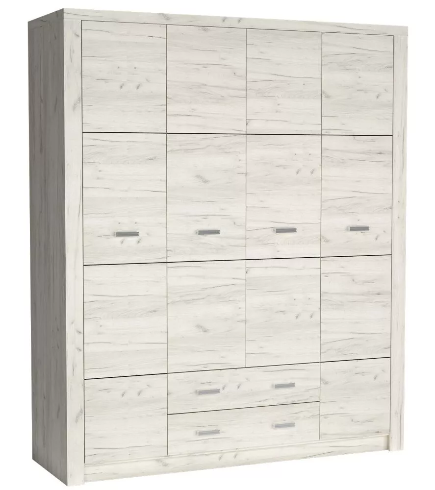 Skapis Indianapolis I18 · Ozols craft balts · 178 × 58 × 214 cm