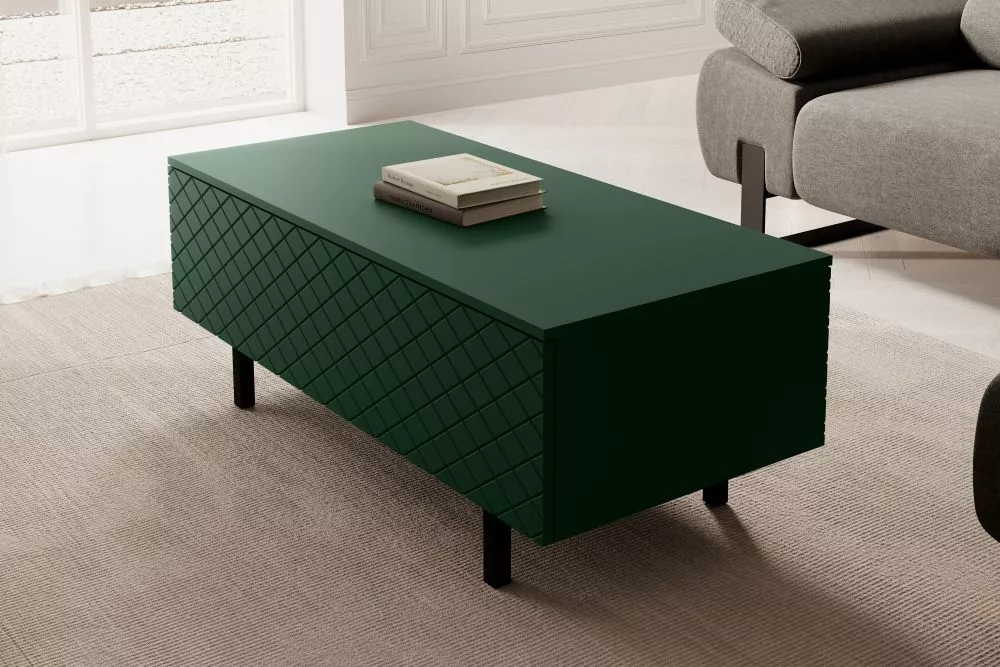 Žurnālgalds Scalia 2 L120 2K Black · Tumši zaļš · 120 × 55 × 46 cm