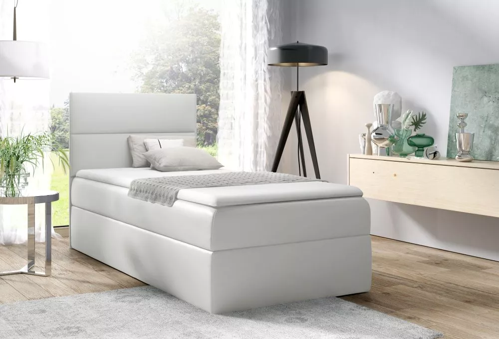 Gulta Mini 1 L Boxspring Standard Guļamvietas platums: 100 cm, Guļamvietas garums: 200 cm, · Balts · 102 × 208 × 103 cm