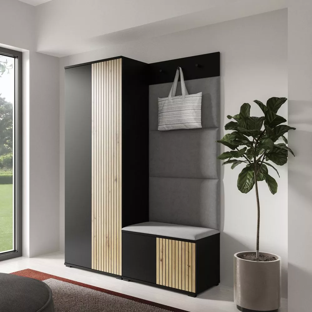 Apavu plaukts Ross 1 Trinity Korpusa krāsa: melns + ozols artisan, · 140 × 185 × 40 cm