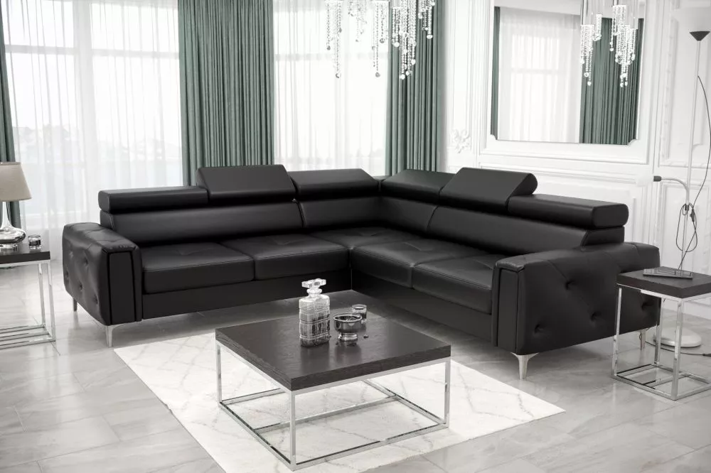 Dīvāns Orion 1 standard · Melns · 255 × 255 × 78 cm