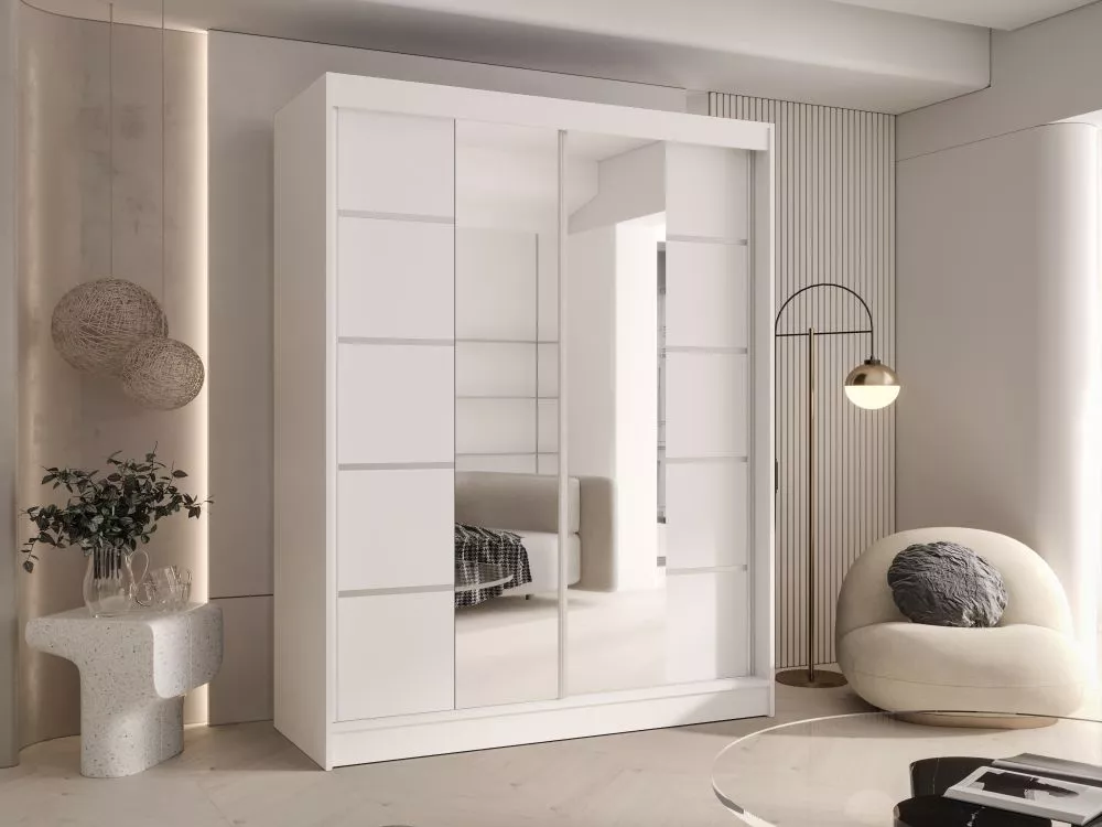Skapis Charlotte 5 · Balts · 150 × 58 × 200 cm