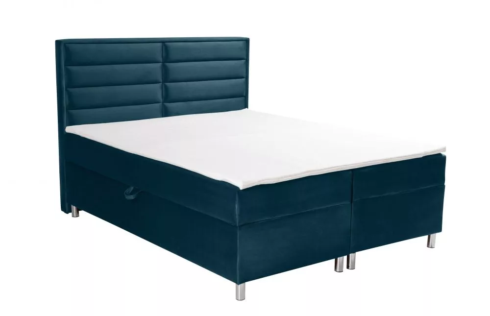 Gulta Avatar Boxspring Standard Guļamvietas platums: 120 cm, Guļamvietas garums: 200 cm, · Zils · 121 × 210 × 120 cm
