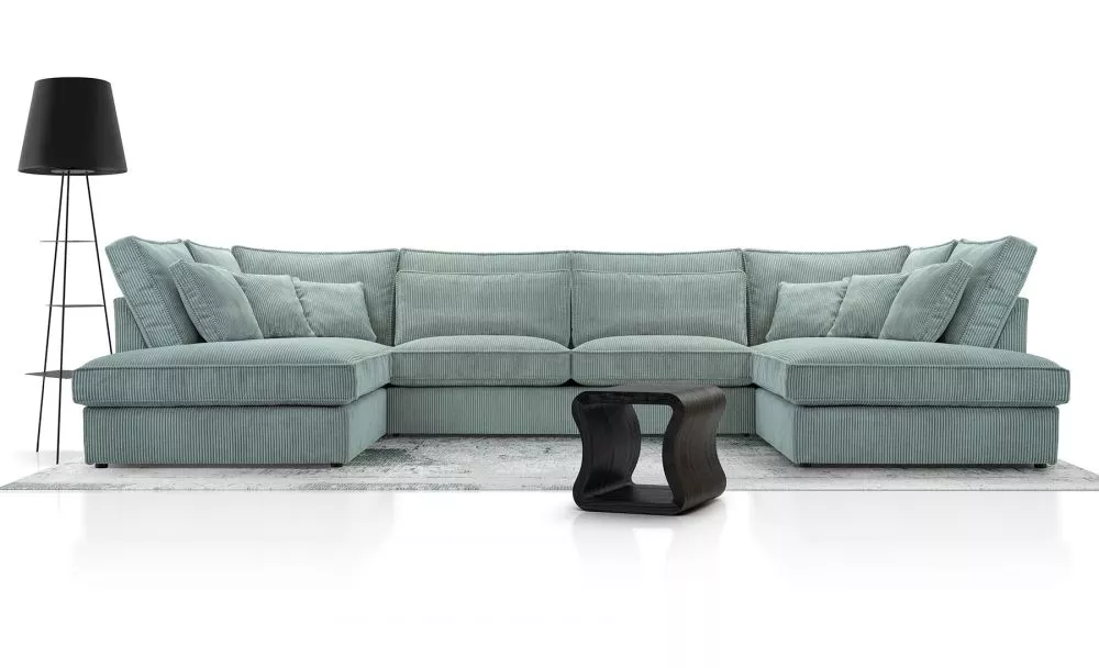 Dīvāns Cobra U Standard · Piparmētru · 225 × 407 × 93 cm