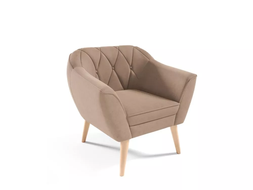 Mīksts krēsls Amelia typ 191 Standard Sēdvietas dziļums: 52 cm, · Gaiši brūns · 80 × 74 × 75 cm