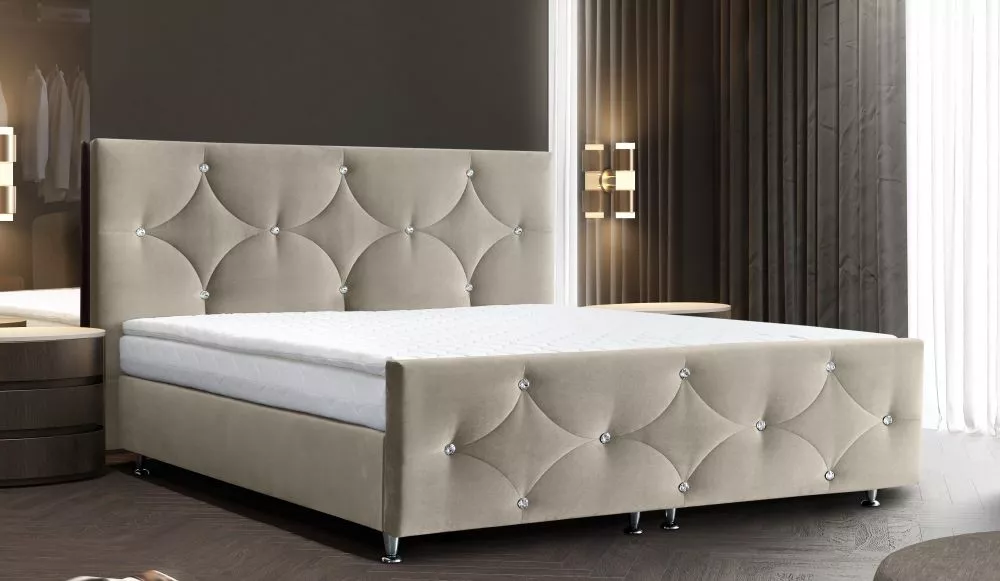 Gulta Verona Boxspring Standard Guļamvietas platums: 160 cm, Guļamvietas garums: 200 cm, · Bēšs · 177 × 214 × 119.5 cm