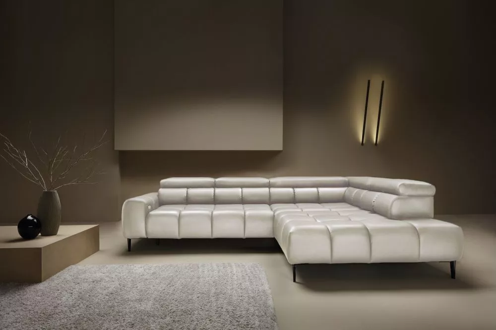 Dīvāns Plaza L Leather Standard · Balts · 216 × 300 × 76 cm