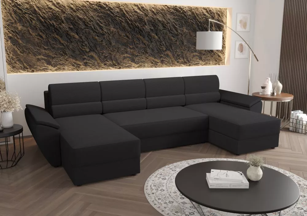 Dīvāns Rebi U2 Standard · Tumši pelēks · 140 × 321 × 88 cm