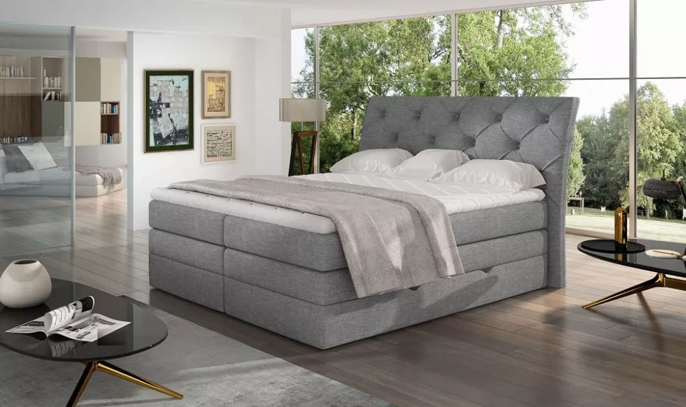 Gulta Mirabel Boxspring standard Guļamvietas platums: 180 cm, Guļamvietas garums: 200 cm, · Pelēks · 198 × 215 × 120 cm