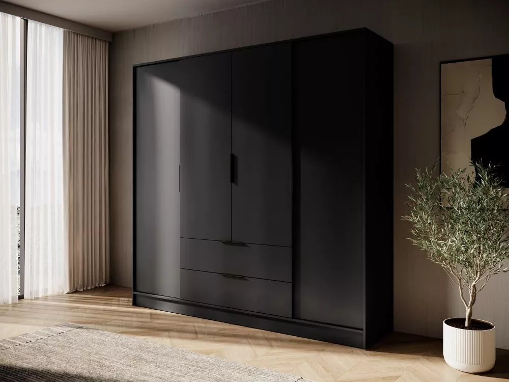 Skapis Kelly 4D · Melns · 206 × 51 × 200 cm