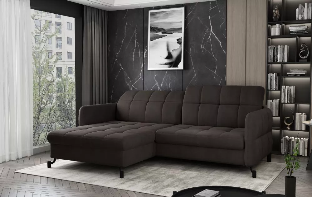 Dīvāns Lorelle Premium standard · Tumši brūns · 160 × 225 × 105 cm