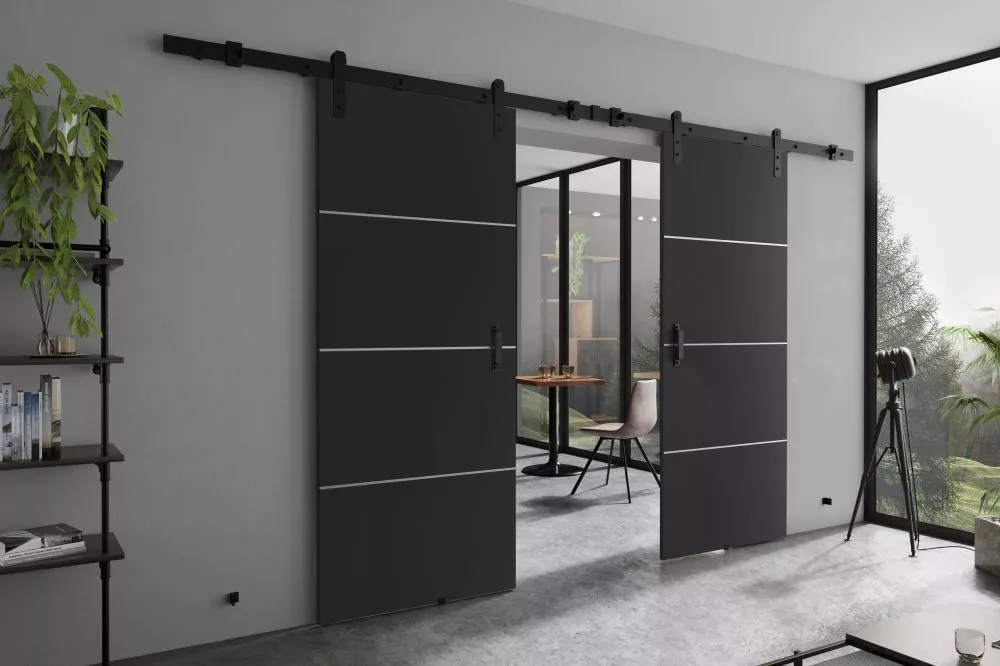 Bīdāmās durvis Retro Plus Duo · Grafīts · 212 × 205 cm