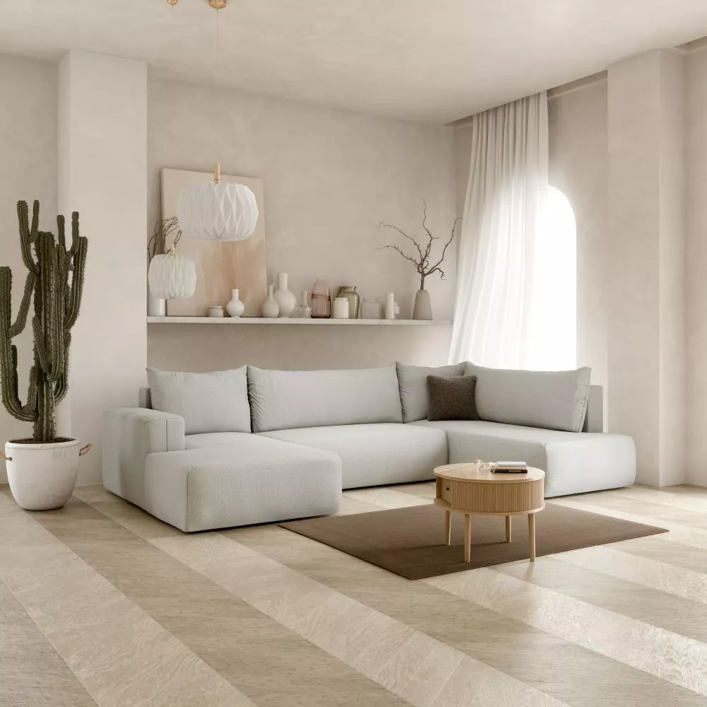 Dīvāns Torretta U standard · Gaiši pelēks · 200 × 335 × 72 cm
