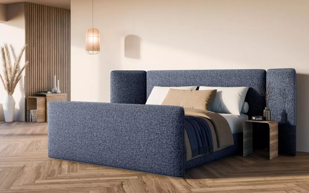 Gulta Verona Standard ar stelāžu Guļamvietas platums: 200 cm, Guļamvietas garums: 200 cm, stelāžas tips: koka, · Zils · 