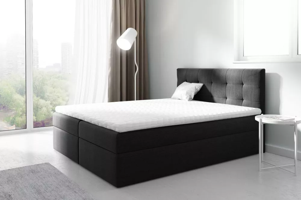 Gulta Top2 Boxspring Premium Standard Guļamvietas platums: 160 cm, Guļamvietas garums: 200 cm, · Melns · 164 × 208 × 103