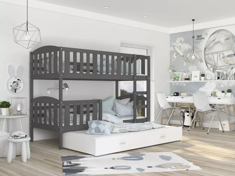 Bērnu gulta Kubus 3 MDF 80x190 ar stelāžām Guļamvietas platums: 80 cm, Guļamvietas garums: 190 cm, · 86 × 198 × 158 cm