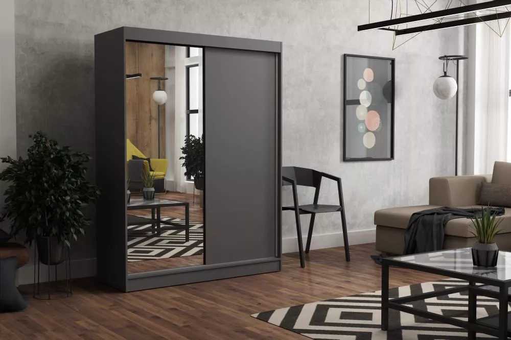 Skapis John Mirror · Antracīts · 160 × 60 × 215 cm