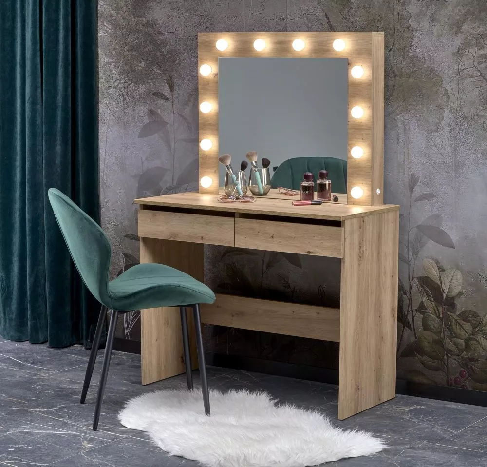 Kosmētikas galds Typical Hollywood ar LED · Ozols artisan · 94 × 140 × 43 cm