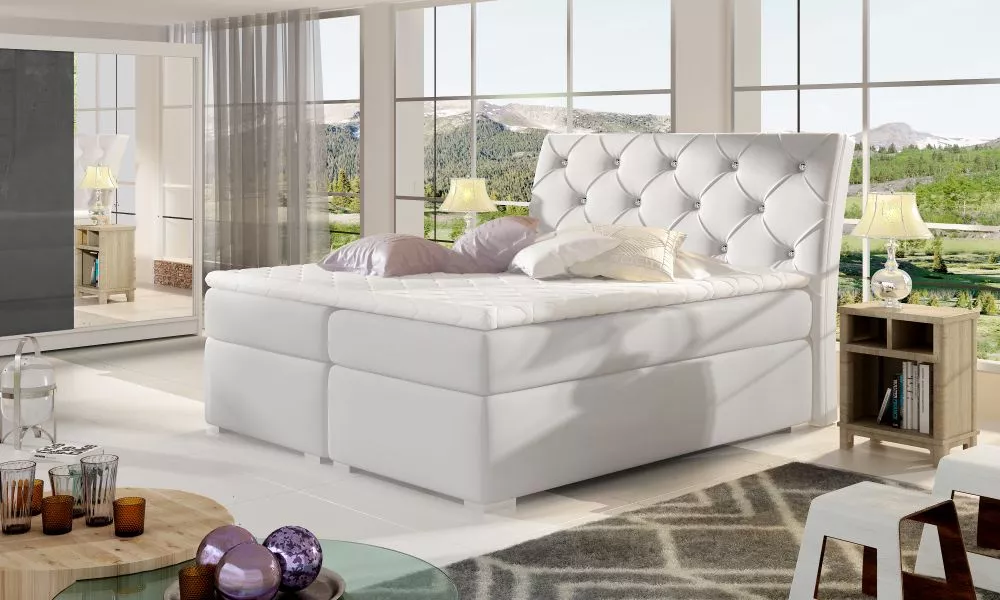 Gulta Balvin Boxspring standard Guļamvietas platums: 180 cm, Guļamvietas garums: 200 cm, · Balts · 183 × 208 × 116 cm