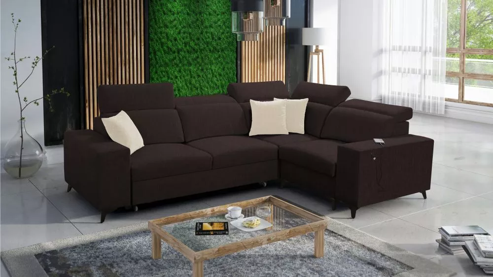 Dīvāns Bartone 2 Mix Standard · Tumši brūns · 203 × 283 × 83 cm