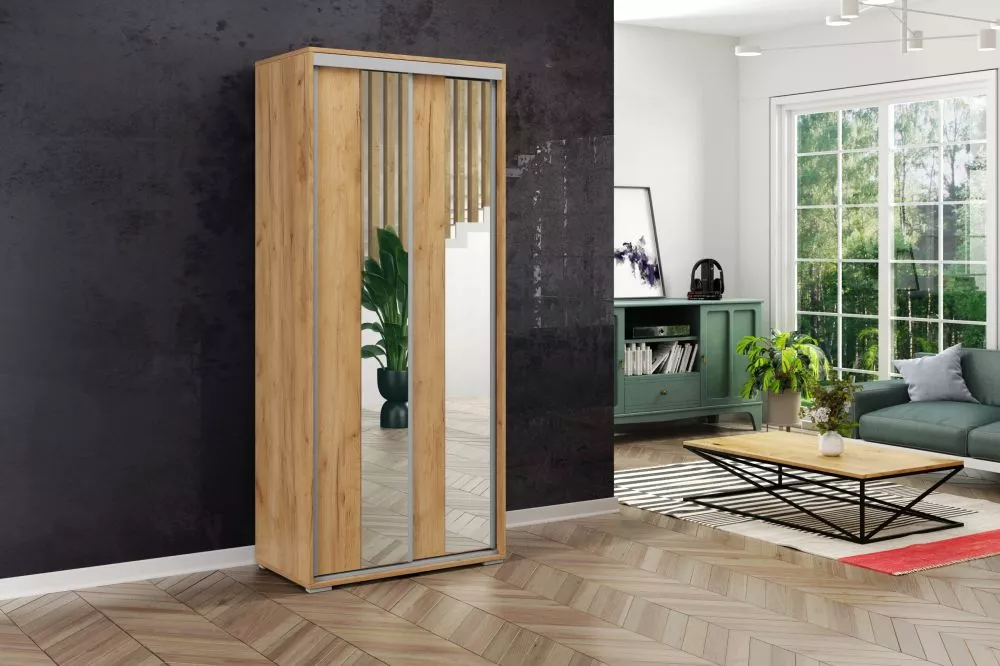 Skapis Modern A4 · Ozols craft zelts · 100 × 62 × 215 cm