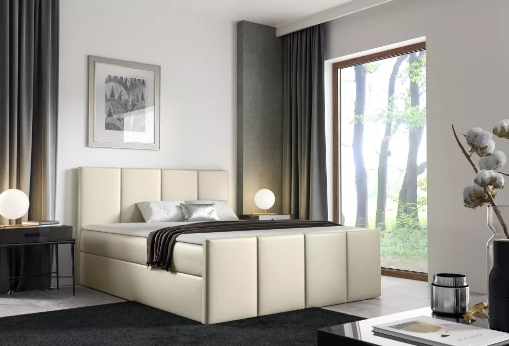 Gulta Lars Boxspring Standard Guļamvietas platums: 160 cm, Guļamvietas garums: 200 cm, · Krēma · 164 × 213 × 103 cm