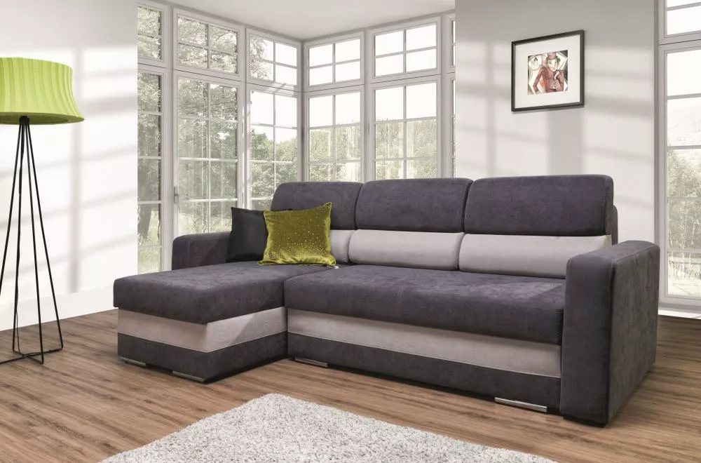 Dīvāns Rimini Comfort Standard · Grafīts + gaiši pelēks · 141 × 234 × 88 cm