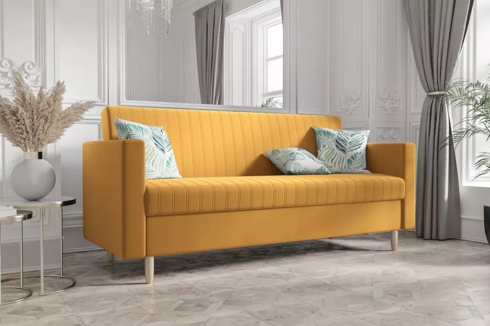 Dīvāns Melisa Sofa Standard · Dzeltens · 80 × 216 × 98 cm