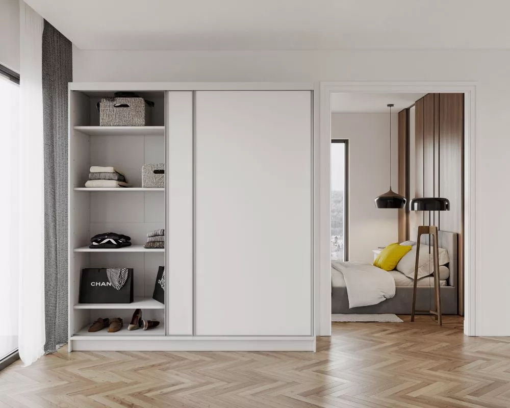 Skapis Denver SZ · Balts · 200 × 60.3 × 218 cm