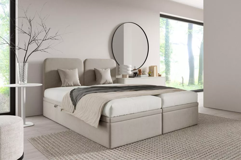 Gulta Otimo Boxspring Standard Guļamvietas platums: 160 cm, Guļamvietas garums: 200 cm, · Bēšs · 164 × 208 × 103 cm