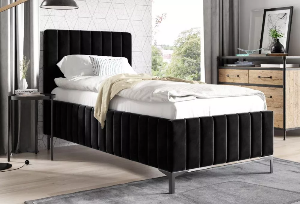 Gulta PK24 Comfort ar stelāžu Guļamvietas platums: 120 cm, Guļamvietas garums: 200 cm, stelāžas tips: metāla, · Melns · 