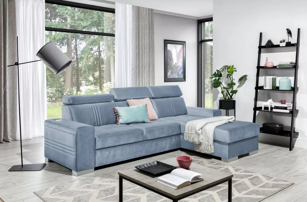 Dīvāns Lupo Mini Standard · Gaiši zils · 180 × 282 × 88 cm