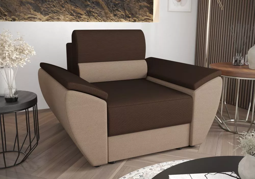 Mīksts krēsls Rebi 1S Standard Sēdvietas dziļums: 50 cm, · Brūns + bēšs · 120 × 80 × 78 cm